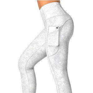 White Marbled High Waist Yoga Leggings
